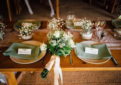 DIY tipi garden wedding place settings taken by Parrot & Pineapple Wedding Photography