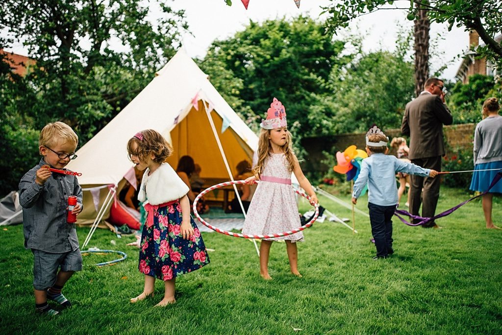 childrens wedding entertainment the little top taken by Parrot & Pineapple Wedding Photography