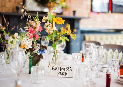 Table names for wedding decor at the Gipsy Queen pub
