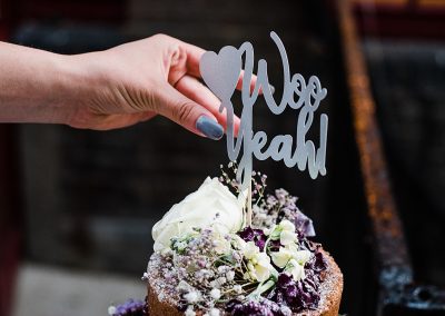 Woo Yeah Cake Topper on the Naked Wedding Cake
