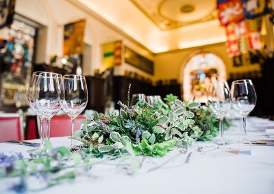Greenery wedding decorations at a London City Wedding. Image by Parrot & Pineapple.