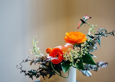Sugar flowers on a wedding cake for hackney town hall wedding