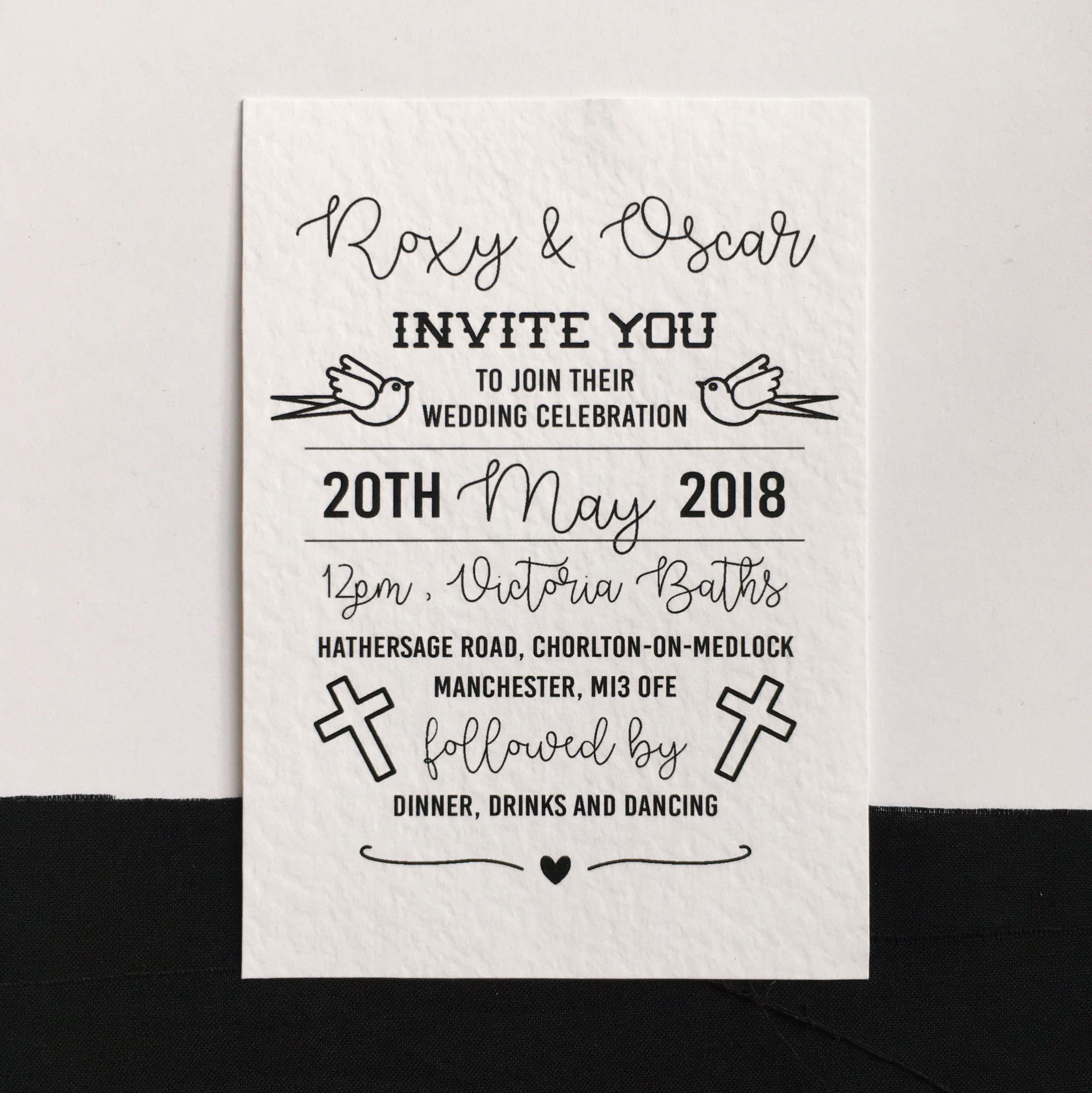 Wedding Invitation with doves and crosses from Harriett and Joel Wedding Stationers