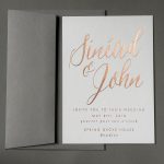 Italic lettering in Bronze wedding invite from Lucky Ink Wedding Stationers