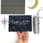 Wedding Invite with Couple's Name and star constellations Rachel Emma Studio Wedding Stationers