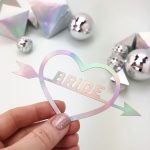 Bride Word Cut Out in Rainbow Metallic from Rachel Emma Studio Wedding Stationers