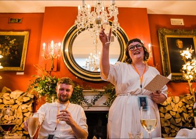 Bride raises toast wedding speech Brunswick House Wedding