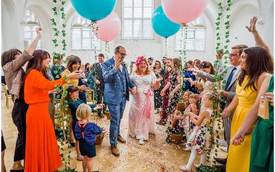 City Centre Rainbow Sequinned Wedding with Pink Wedding Dress