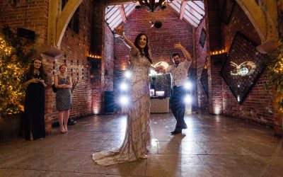 Sparkly Sequinned Christmas Wedding in a Rustic Country Barn